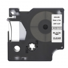Dymo 40910 kompatible Etikettenband, Schwarz auf transparent, 9mm x 7m