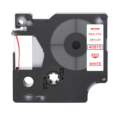Dymo 40915 kompatible Etikettenband, Rot auf weiß, 9mm x 7m