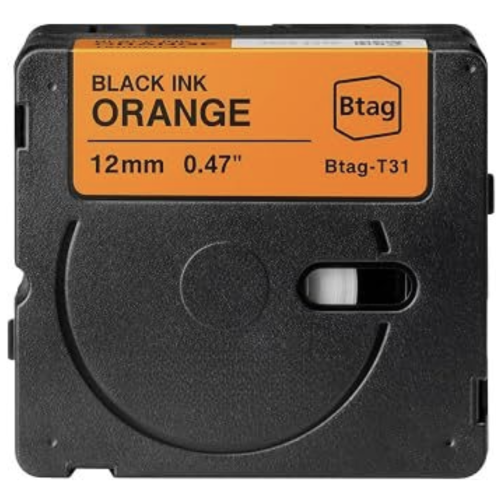 Brother Btag-T31 kompatibles Beschriftungsband schwarz auf orange 12mm