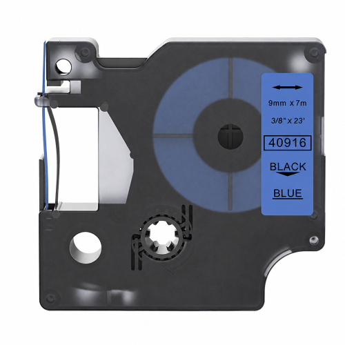 Dymo 40916 kompatible Beschriftungsband, Schwarz auf blau, 9mm x 7m