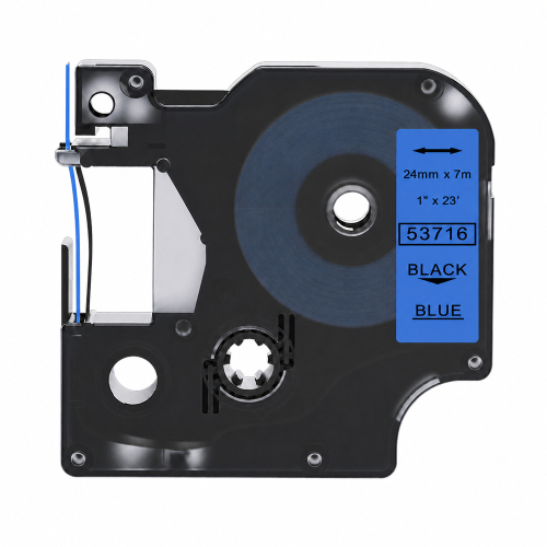 Dymo 53716 kompatible Beschriftungsband, Schwarz auf blau, 24mm x 7m