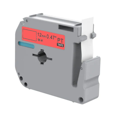 Brother M-K431 kompatible Etikettenband, Schwarz auf rot, 12mm x 8m