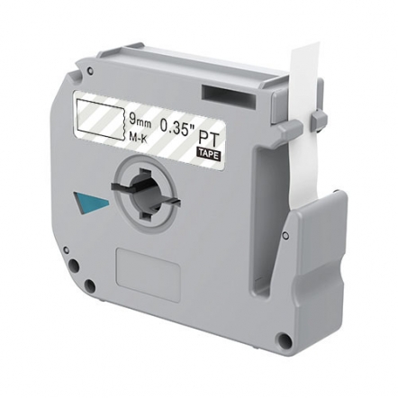 Brother M-K121 kompatible Etikettenband, Schwarz auf transparent, 9mm x 8m