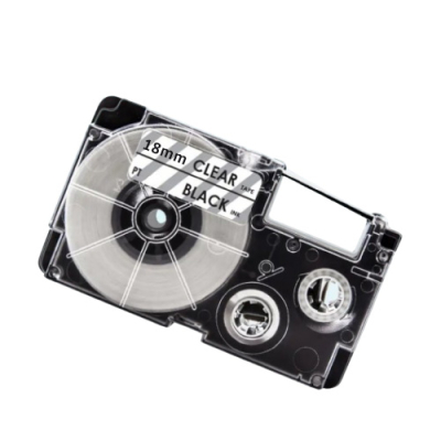 Casio XR-18X kompatible Etikettenband, Schwarz auf transparent, 18mm x 8m